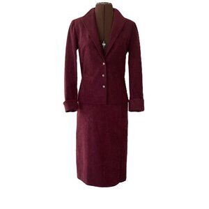 Vintage Burgundy Ultrasuede Skirt Suit